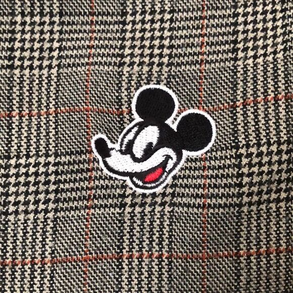 Disney X Forever 21 Size S Micky Mouse Plaid Crop Long Sleeve Button Up Shirt - Picture 3 of 9